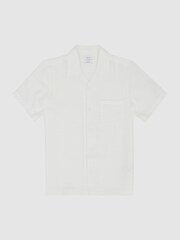 Reiss White Canevil Airtex Cuban Collar Shirt - Image 2 of 5