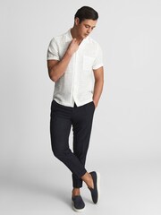 Reiss White Canevil Airtex Cuban Collar Shirt - Image 3 of 5