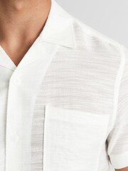 Reiss White Canevil Airtex Cuban Collar Shirt - Image 4 of 5