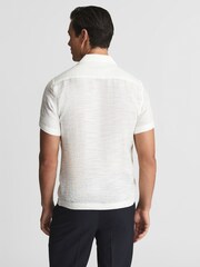 Reiss White Canevil Airtex Cuban Collar Shirt - Image 5 of 5