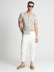 Reiss Black/Ivory Svenson Cuban Collar Striped Shirt - Image 3 of 5