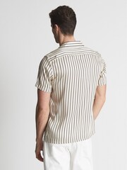 Reiss Black/Ivory Svenson Cuban Collar Striped Shirt - Image 5 of 5