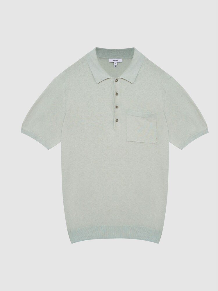 Reiss Sage Ralphy Buttoned Linen Polo Shirt - Image 2 of 6