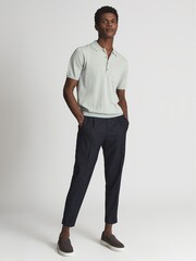 Reiss Sage Ralphy Buttoned Linen Polo Shirt - Image 3 of 6