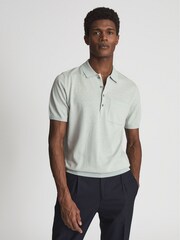 Reiss Sage Ralphy Buttoned Linen Polo Shirt - Image 4 of 6