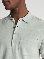 Reiss Sage Ralphy Buttoned Linen Polo Shirt - Image 6 of 6