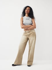 Beige Baggy Wide Leg Hourglass Jeans - Image 1 of 8