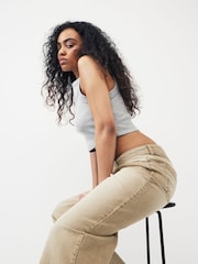 Beige Baggy Wide Leg Hourglass Jeans - Image 4 of 8