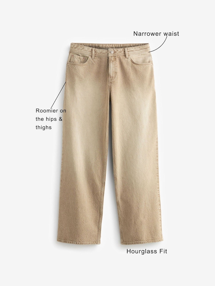 Beżowy - Baggy Wide Leg Hourglass Jeans - Image 7 of 8