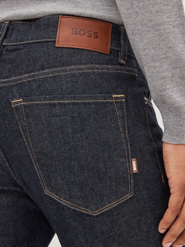 BOSS Indigo Wash Maine Straight Fit Stretch Denim Jeans - Image 5 of 5 BOSS Indigo Wash Maine Straight Fit Stretch Denim Jeans - Image 5 of 5