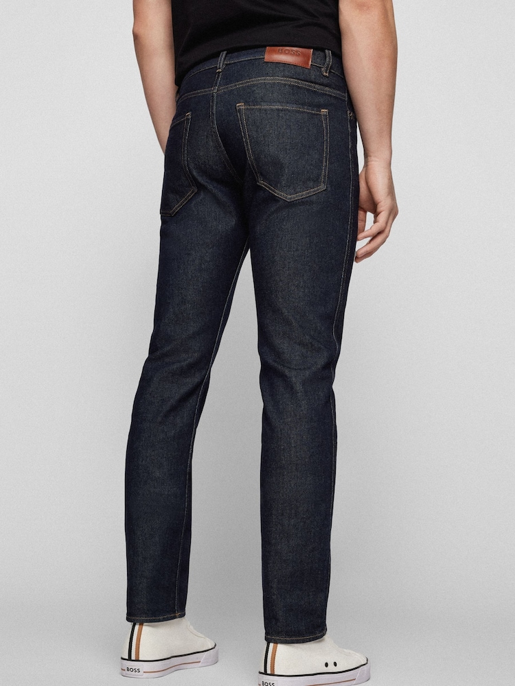 BOSS Dark Wash Maine Straight Fit Stretch Denim Jeans - Image 2 of 5