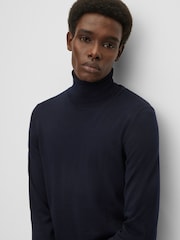BOSS Blue Virgin Wool Roll Neck Knitted Jumper - Image 4 of 5