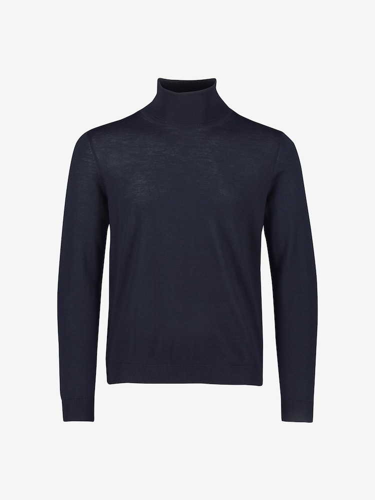 BOSS Blue Virgin Wool Roll Neck Knitted Jumper - Image 5 of 5