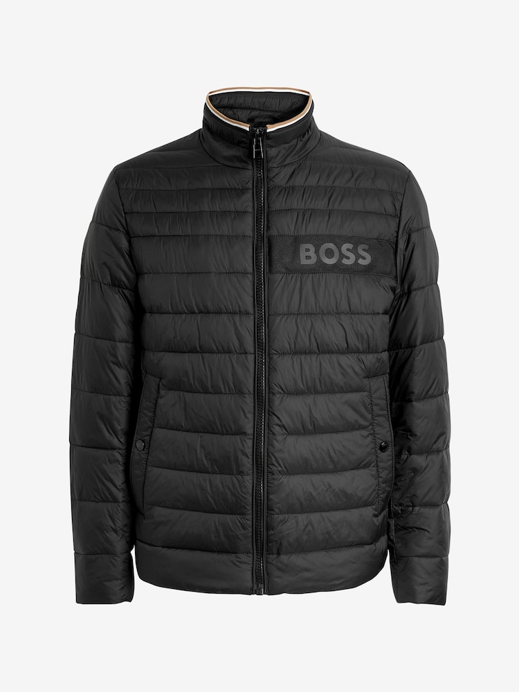 BOSS Black Water Repellent 3D Tape Logo Padded Quilted Jacket - Image 6 of 6 BOSS Black Water Repellent 3D Tape Logo Padded Quilted Jacket - Image 6 of 6