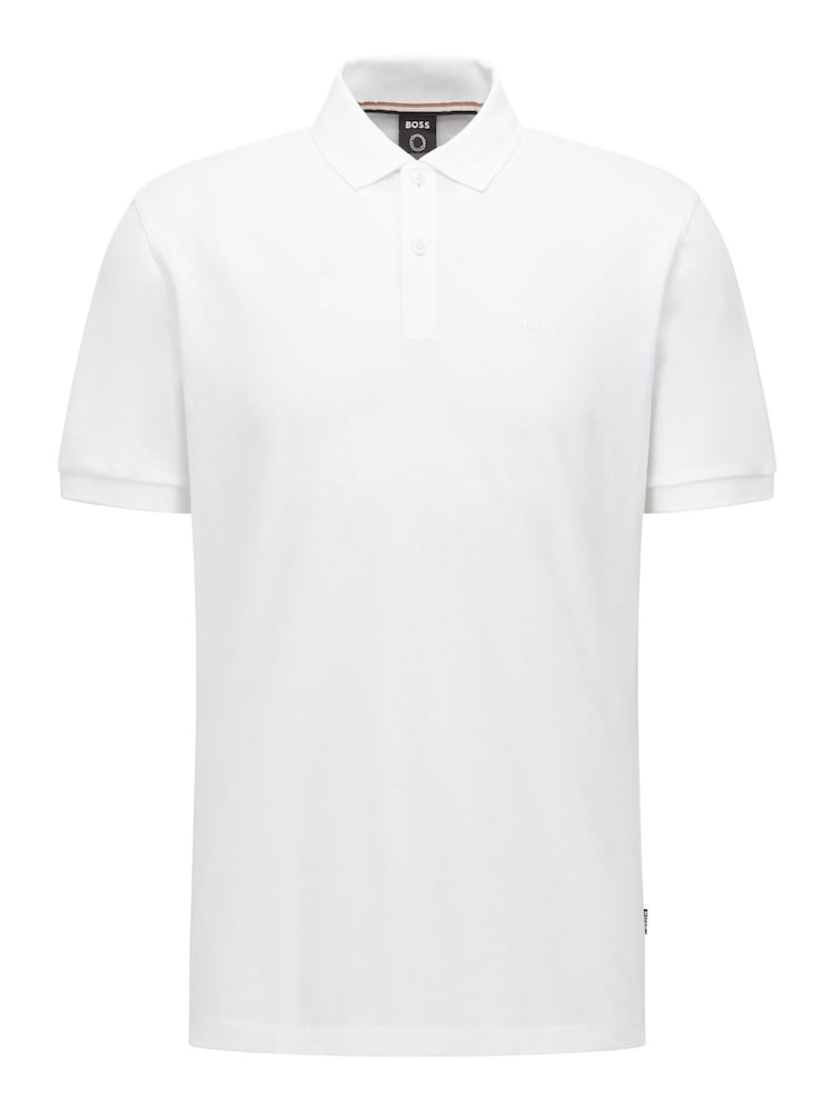 BOSS White Pallas Pima Cotton Polo Shirt - Image 5 of 5