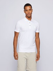 BOSS White Slim Fit Box Logo Polo Shirt - Image 1 of 5