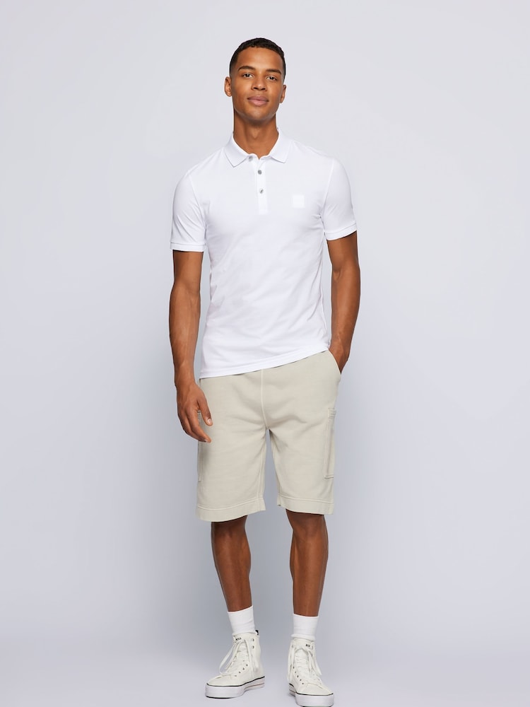 BOSS White Slim Fit Box Logo Polo Shirt - Image 2 of 5