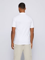 BOSS White Slim Fit Box Logo Polo Shirt - Image 3 of 5