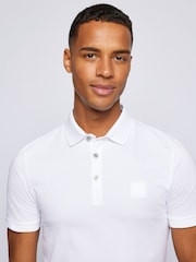 BOSS White Slim Fit Box Logo Polo Shirt - Image 4 of 5