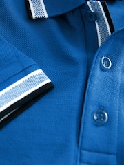 Синий/синий яркий - BOSS Regular Fit Paddy Tipped Collar 100% Cotton Polo Shirt - Image 7 of 8
