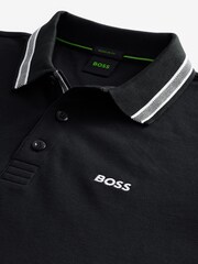 Синий - BOSS Regular Fit Paddy Tipped Collar 100% Cotton Polo Shirt - Image 6 of 8
