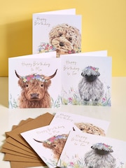 6 Pack Blue Cute Animals Birthday Cards - Image 1 of 3