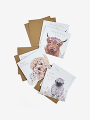 6 Pack Blue Cute Animals Birthday Cards - Image 2 of 3