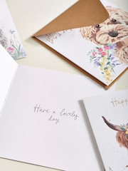 6 Pack Blue Cute Animals Birthday Cards - Image 3 of 3