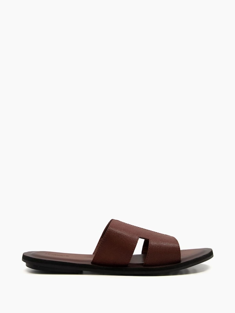 Dune London Brown Incense Saffiano Emboss Sandals - Image 1 of 5 Dune London Brown Incense Saffiano Emboss Sandals - Image 1 of 5