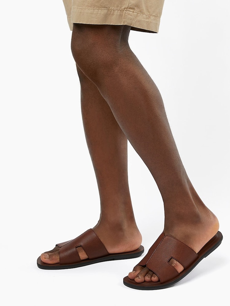 Dune London Brown Incense Saffiano Emboss Sandals - Image 2 of 5
