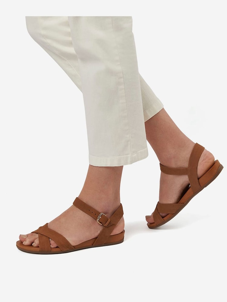 Dune London Brown Landie Cross Strap Comfort Sandals - Image 1 of 6