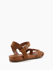 Dune London Brown Landie Cross Strap Comfort Sandals - Image 5 of 6