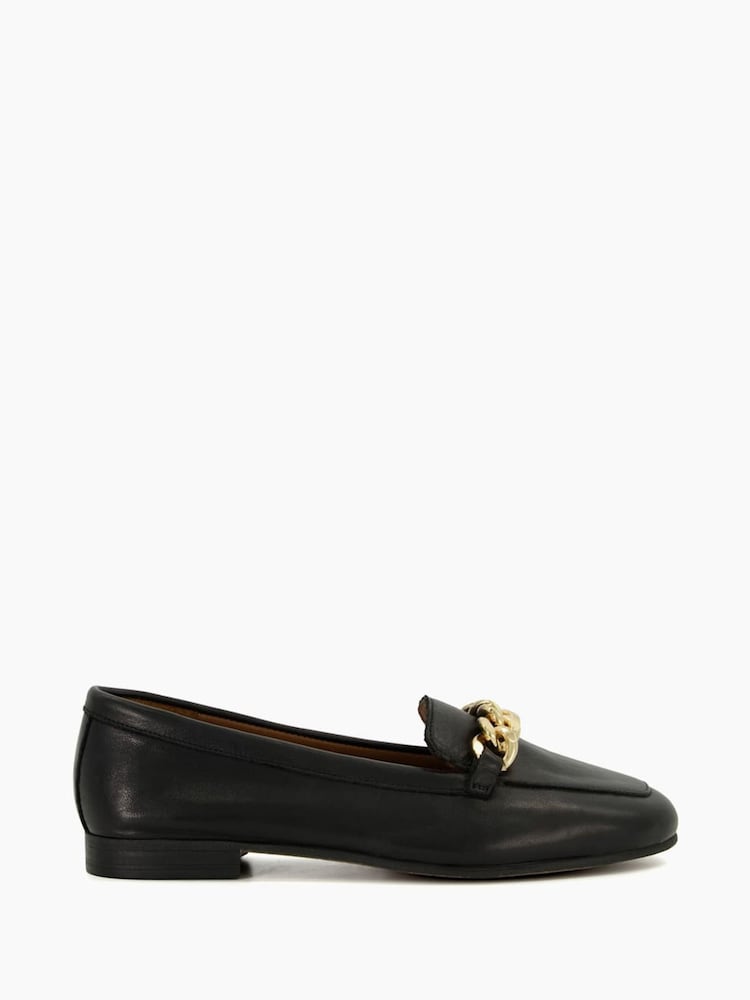 Dune London Black Chain Trim Smith Loafers - Image 1 of 5