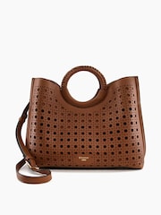 Dune London Brown Large Laser Cut Dellila Tote Bag - Image 1 of 4
