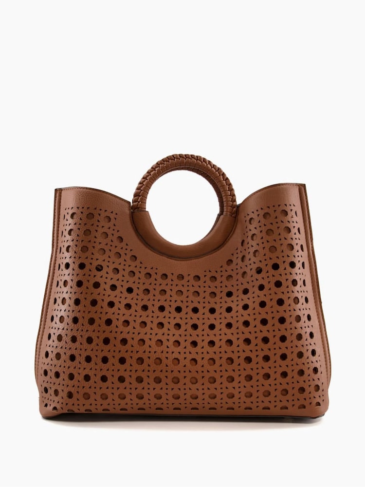 Dune London Brown Large Laser Cut Dellila Tote Bag - Image 2 of 4