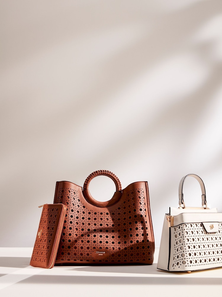 Dune London Brown Large Laser Cut Dellila Tote Bag - Image 4 of 4