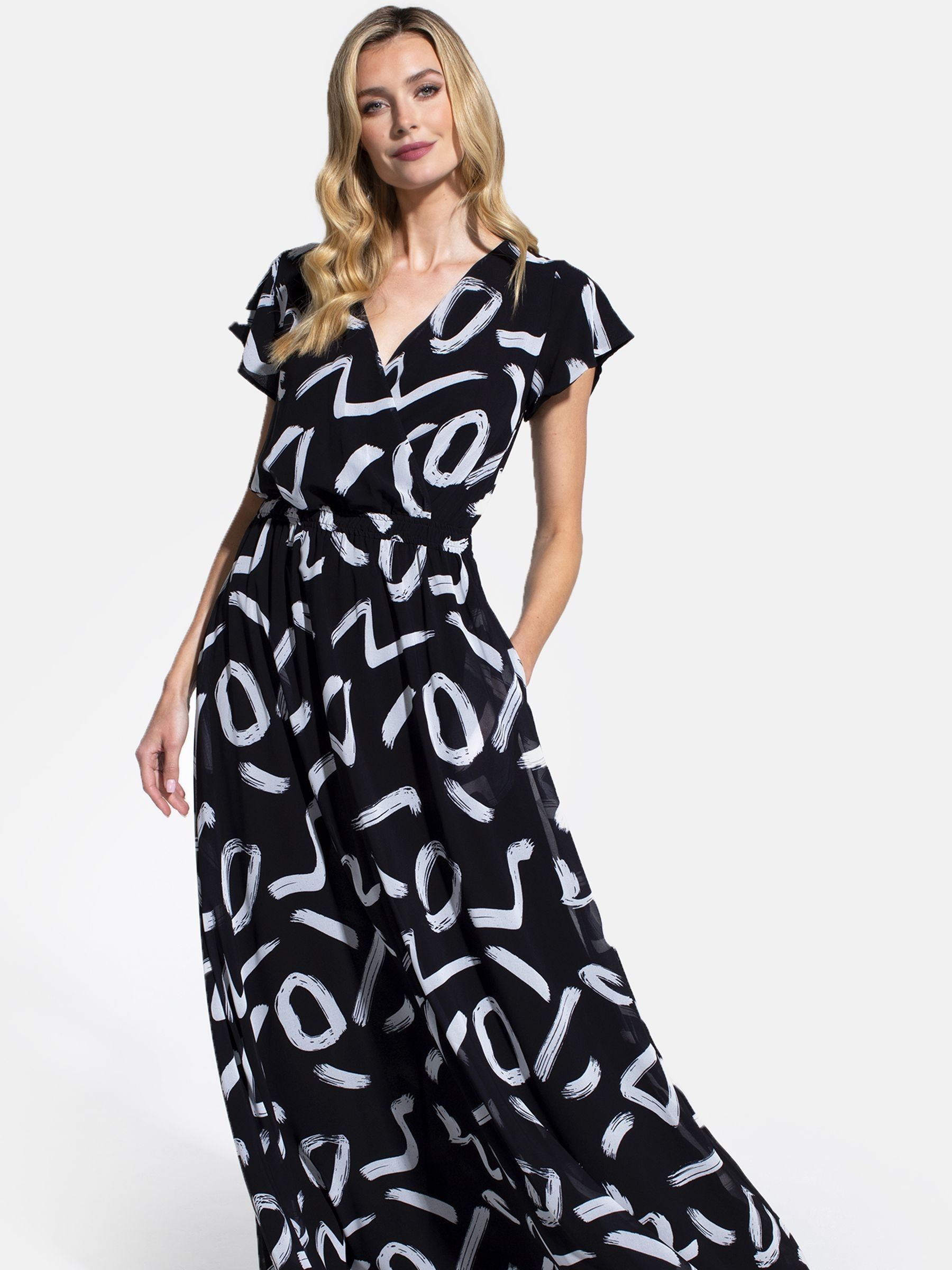 black chiffon wrap top