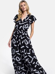 HotSquash Womens Black Chiffon Wrap-Top Maxi Dress - Slika 1 iz 3