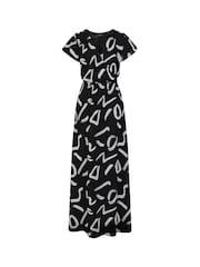 HotSquash Womens Black Chiffon Wrap-Top Maxi Dress - Slika 3 iz 3