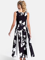 HotSquash Womens Black Box Pleat Midi Dress with Contrast Skirt - Image 6 of 7