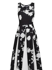 HotSquash Womens Black Box Pleat Midi Dress with Contrast Skirt - Image 7 of 7