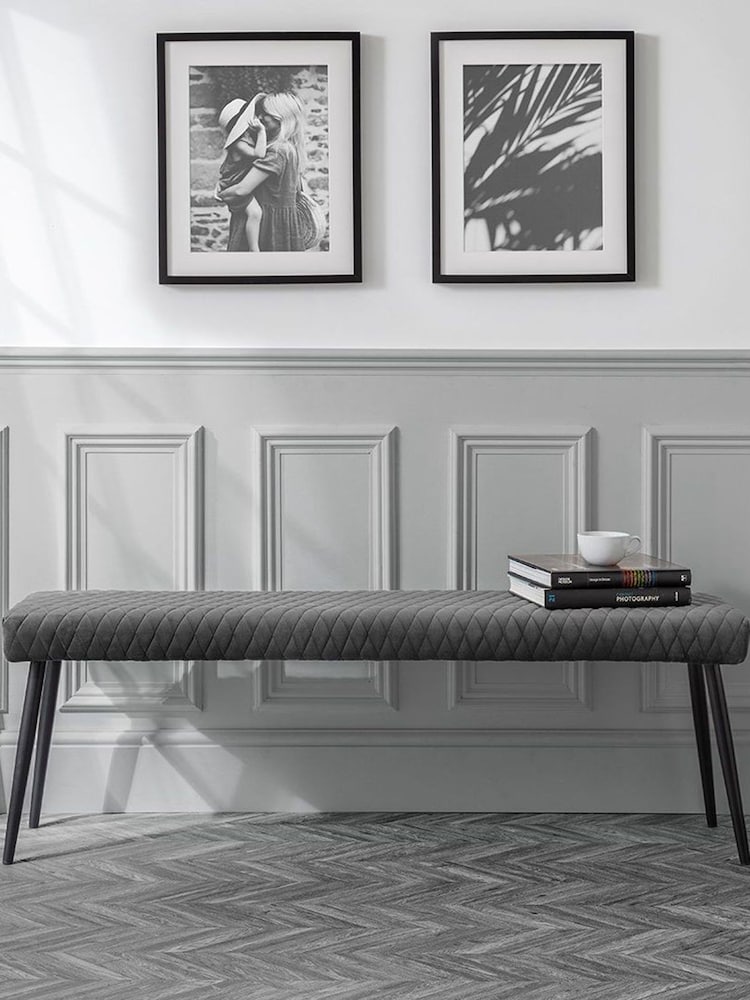 Julian Bowen Grey Luxe Low Bench - Image 1 of 4