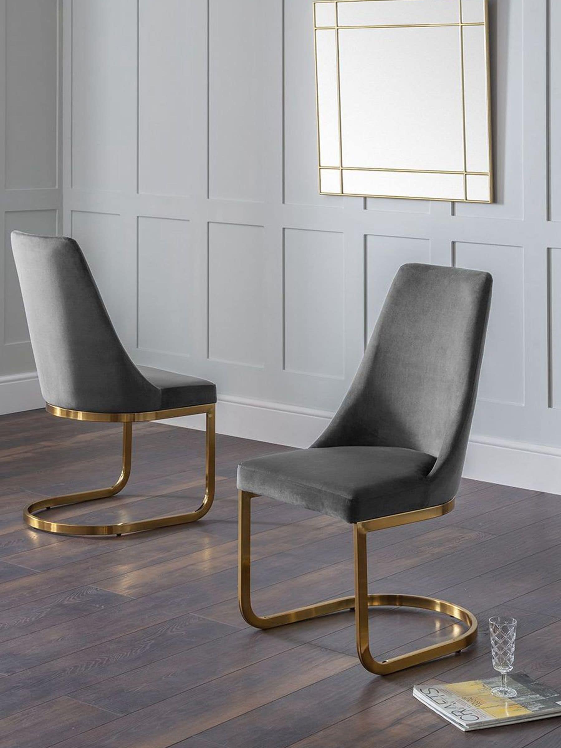 Julian Bowen Unisex Grey Set Of 2 Vittoria Cantilever Dining Chairs - Image 5