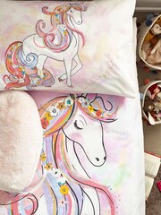 White Floral Unicorn Duvet Cover and Pillowcase Set - Image 5 of 10