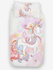 White Floral Unicorn Duvet Cover and Pillowcase Set - Image 8 of 10