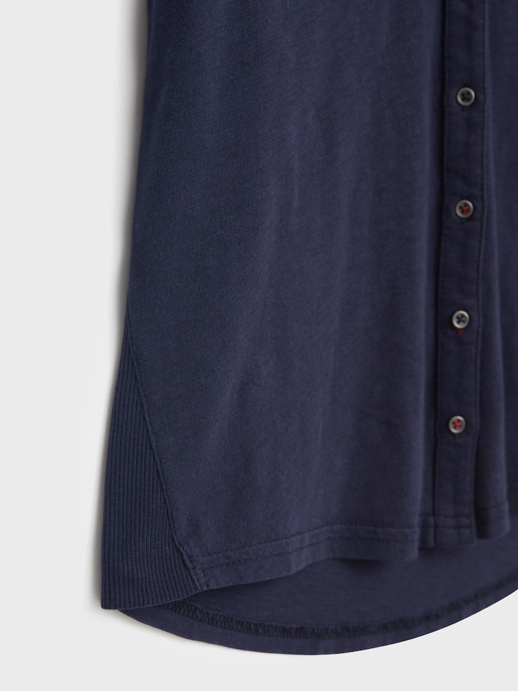 White Stuff Blue Pocket Penny Jersey 100% Cotton Shirt - Image 6 of 6