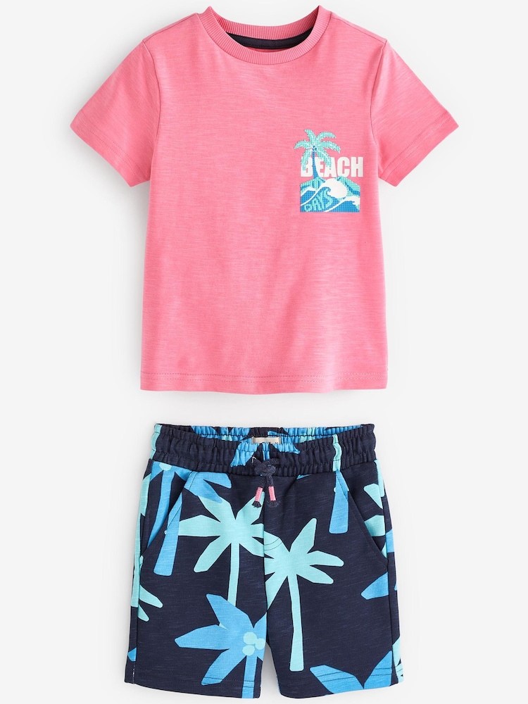 F&F Pink Beach Days T-Shirt And Shorts Set - Image 1 of 1