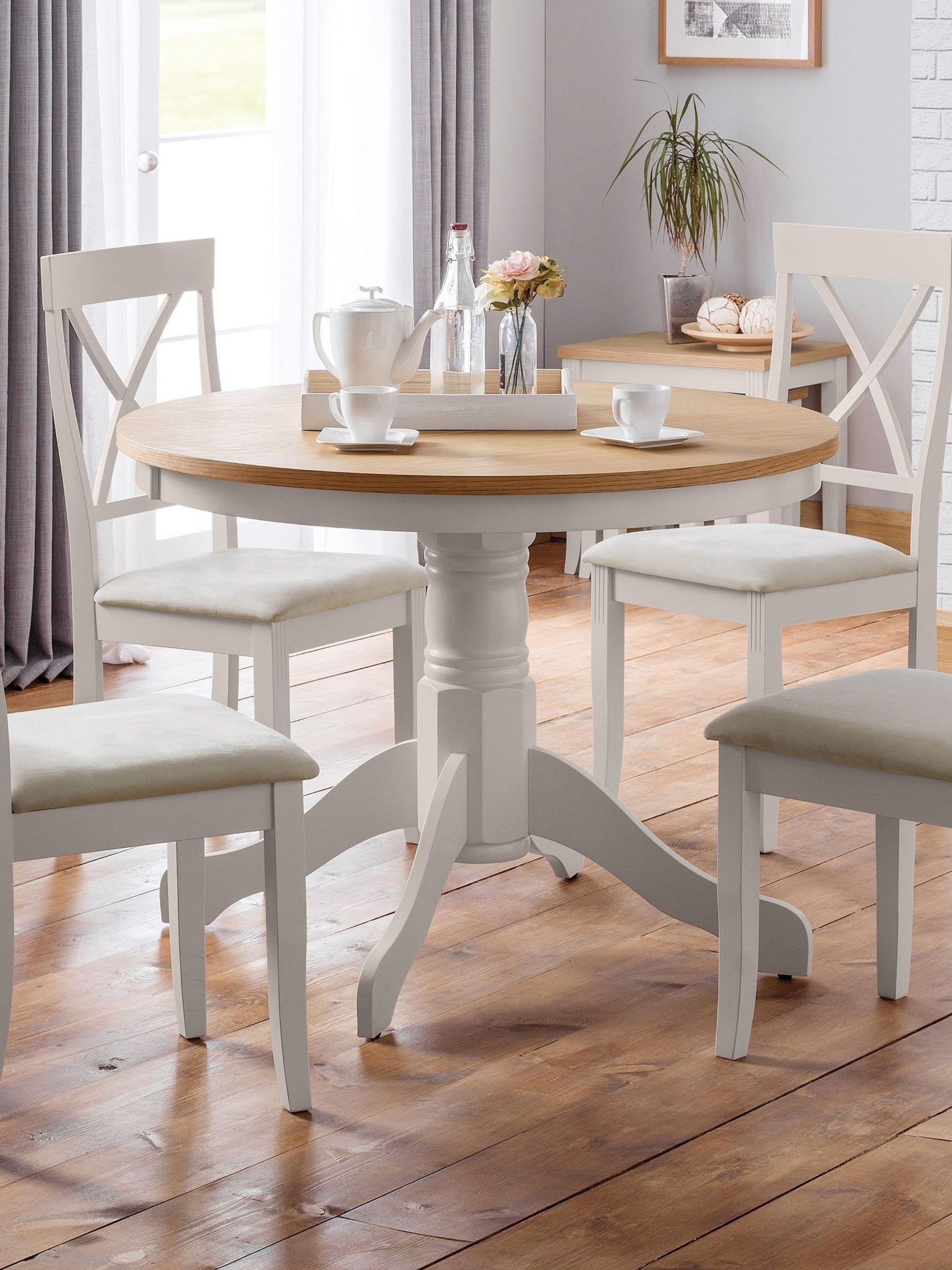 Julian Bowen Davenport Round Pedestal Dining Table - 4 Seater - Oak and Elephant Grey - Image 4