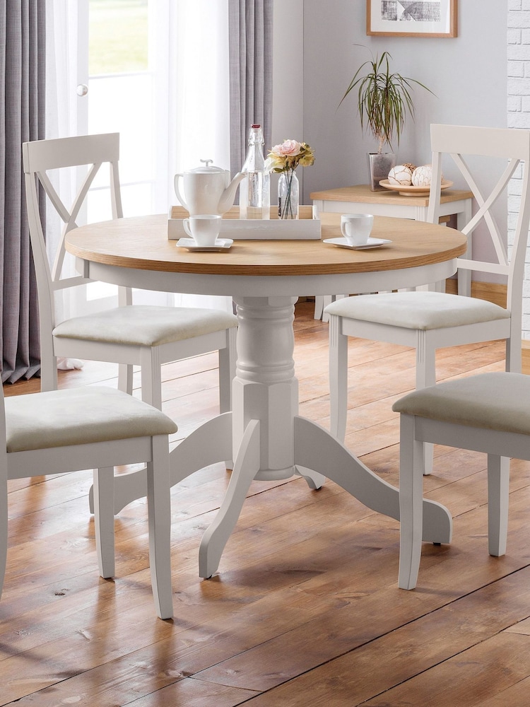 Julian Bowen Oak/Grey Davenport Round Pedestal Dining Table - Image 1 of 3