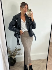 Style Cheat Brown Abbi Cable Knit Midi Skirt - Image 1 of 8